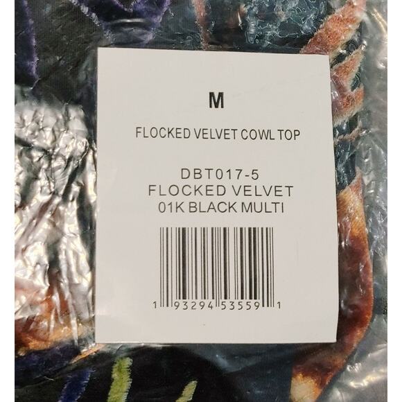 Revolve WeWoreWhat Focked Velvet Cowl Top V-Hem Floral Black Multi Womens M NWT - Picture 9 of 9